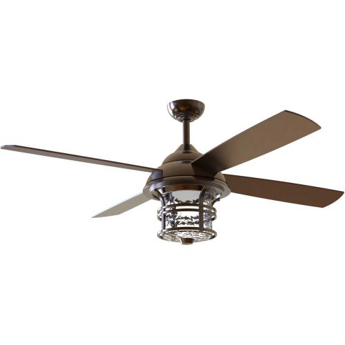  Craftmade Outdoor Ceiling Fan with LED Light CYD56OB4 Courtyard 56 Inch WET Patio Dimmable With Remote, Oiled Bronze