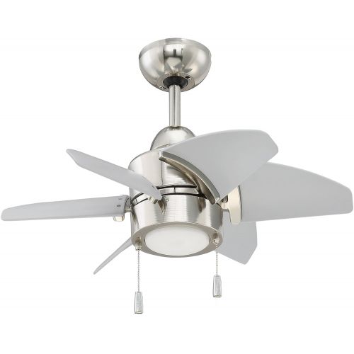  Craftmade Outdoor Ceiling Fan with LED Light PPL24PLN6 Propel 24 Inch for Patio, Polished Nickel