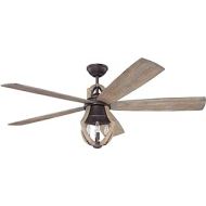 Craftmade Rustic Ceiling Fan with Light and Remote WIN56ABZWP5 Winton, Aged Bronze, Weathered Pine Blades