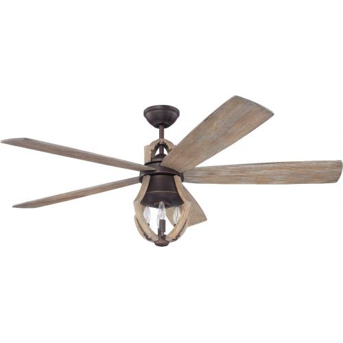  Craftmade Rustic Ceiling Fan with Light and Remote WIN56ABZWP5 Winton, Aged Bronze, Weathered Pine Blades