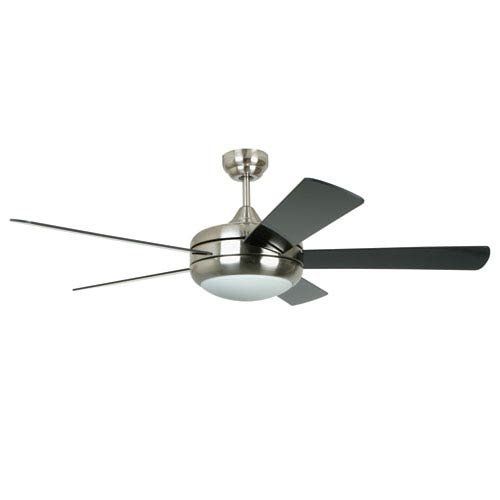  Craftmade Lighting TIT52SCH5LKRCI Titan - 52 Ceiling Fan, Satin Chrome Finish with BlackWhite Pine Blade Finish with Opal Glass