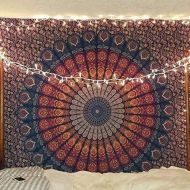 Marke: Craftozone Craftozone Multicolored Mandala Tapestry Indian Wall Hanging, Bed Sheet, Comforter Picnic Beach Sheet, Quality Hippie (Dark Blue, Single)