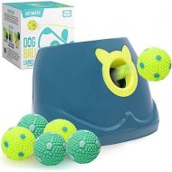 Automatic Dog Ball Launcher - Dog Ball Fetch Machine, Ball Thrower for Dogs, for Small to Medium Sized Dogs, Interactive Dog Toy with 6 Latex Balls, Plug-in & Battery Options - 4 Launch Distances