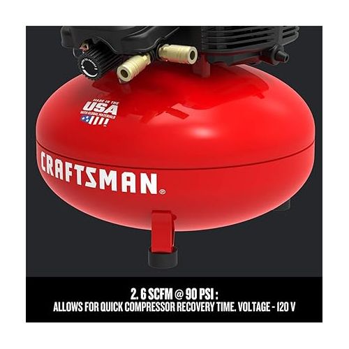  CRAFTSMAN Air Compressor, 6 Gallon, Pancake, Oil-Free with 13 Piece Accessory Kit (CMEC6150K)