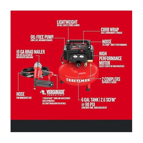  CRAFTSMAN Air Compressor Combo Kit, 1 Tool (CMEC1KIT18)