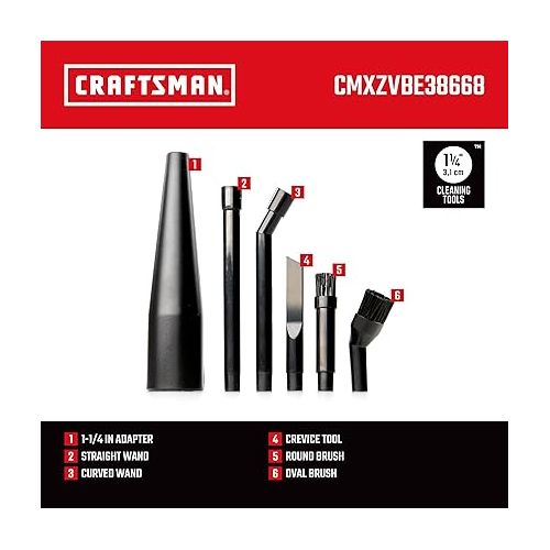  CRAFTSMAN CMXZVBE38668 1-1/4 in. 6-Piece Wet/Dry Vacuum Micro-Cleaning Attachment Kit