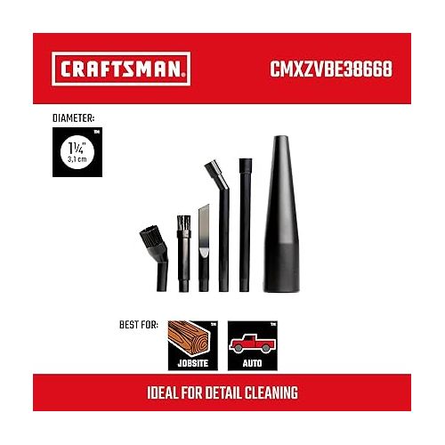  CRAFTSMAN CMXZVBE38668 1-1/4 in. 6-Piece Wet/Dry Vacuum Micro-Cleaning Attachment Kit