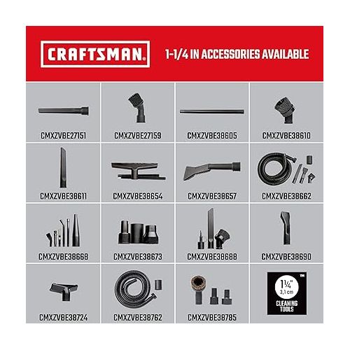  CRAFTSMAN CMXZVBE38668 1-1/4 in. 6-Piece Wet/Dry Vacuum Micro-Cleaning Attachment Kit