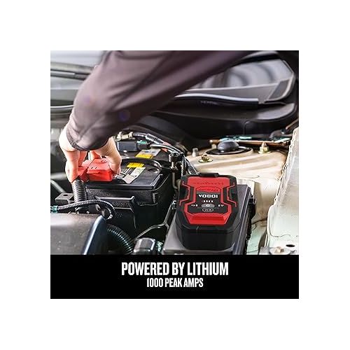  Craftsman CMXCESM263 Lithium-Powered Jump Starter and Portable Power Pack for Car, SUV, Truck, and Boat Batteries, 1000 Peak Amps, 12-Volt, Red, 1 Unit