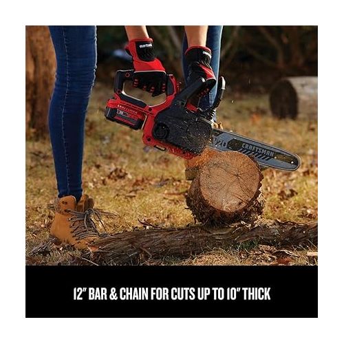  CRAFTSMAN V20* Cordless Chainsaw, 12-Inch (CMCCS620M1)