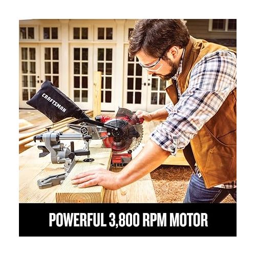  CRAFTSMAN V20 Cordless Sliding Miter Saw, 7-1/4 inch, Single Bevel, Battery and Charger Included (CMCS714M1)