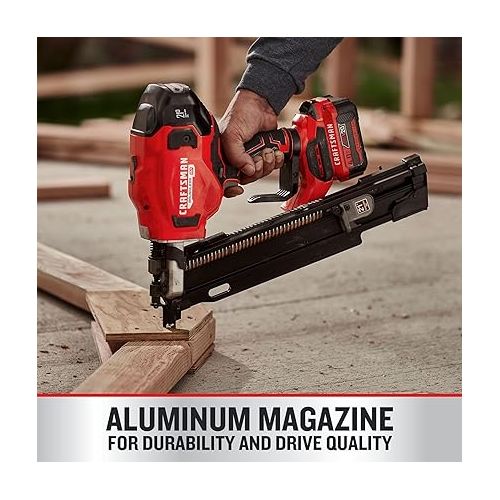  CRAFTSMAN V20 Cordless Framing Nailer, Nail Gun, 21 Degree, up to 3-1/4 inch Nails, Bare Tool Only (CMCN621PLB)