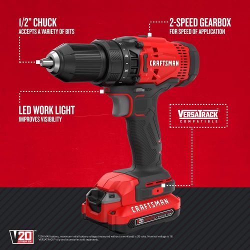  CRAFTSMAN V20 Cordless Drill Combo Kit, 7 Tool (CMCK700D2)