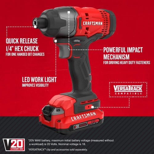  CRAFTSMAN V20 Cordless Drill Combo Kit, 7 Tool (CMCK700D2)