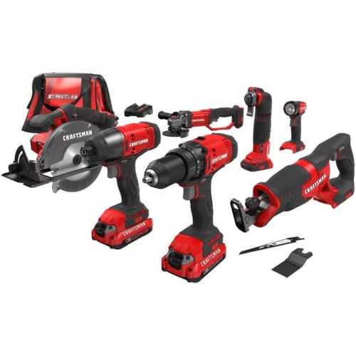  CRAFTSMAN V20 Cordless Drill Combo Kit, 7 Tool (CMCK700D2)