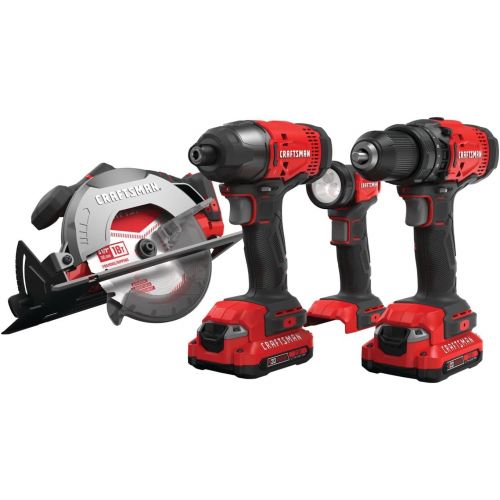  CRAFTSMAN V20 Cordless Drill Combo Kit, 4 Tool (CMCK401D2)