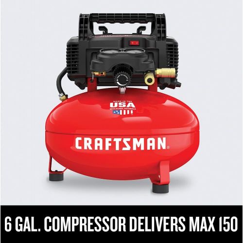  [아마존베스트]CRAFTSMAN Air Compressor, 6 Gallon, Pancake, Oil-Free with 13 Piece Accessory Kit (CMEC6150K)
