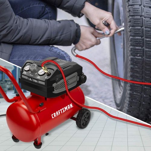  [아마존베스트]Craftsman Air Compressor, 10 Gallon 1.8 HP Max 175 PSI Pressure, Powerful and Portable Oil Free Maintenance Free Compressor for Home, Garage, Workshop, Model: CMXECXA0201041