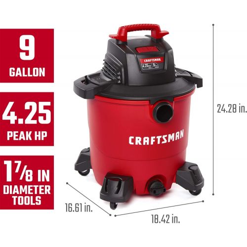  [아마존베스트]CRAFTSMAN CMXEVBE17590 9 Gallon 4.25 Peak HP Wet/Dry Vac, Portable Shop Vacuum with Attachments