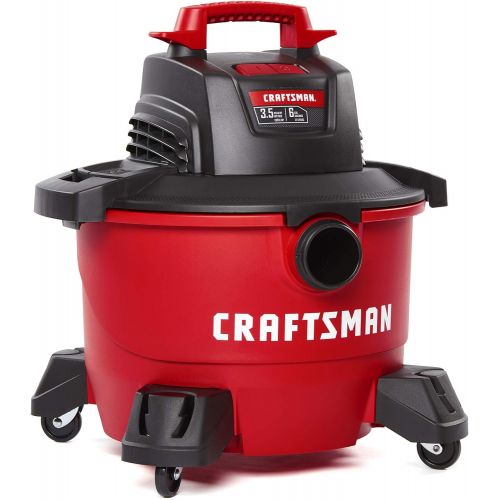  CRAFTSMAN CMXEVBE17584 6 Gallon 3.5 Peak HP Wet/Dry Vac, Portable Shop Vacuum with Attachments , Red