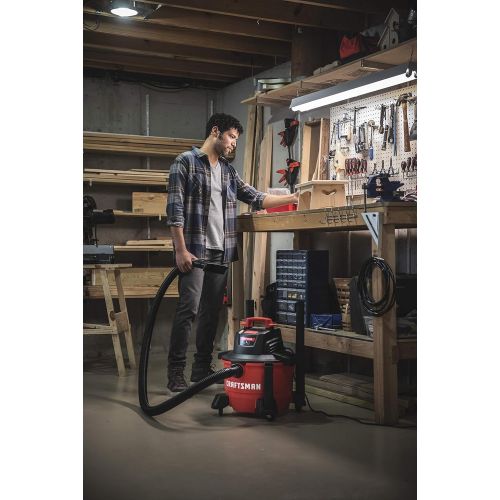  CRAFTSMAN CMXEVBE17584 6 Gallon 3.5 Peak HP Wet/Dry Vac, Portable Shop Vacuum with Attachments , Red