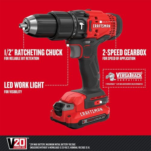  CRAFTSMAN V20* Cordless Hammer Drill Kit (CMCD711C2)