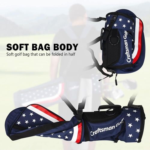  Craftsman Golf Star and Stripes Red White Blue Lightweight Easy Carry Shoulder Sunday Range Golf Bag