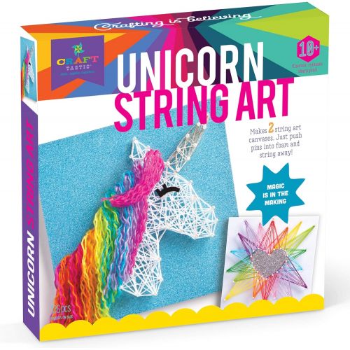  [아마존베스트]Craft-tastic  String Art Kit  Craft Kit Makes 2 Large String Art Canvases  Unicorn Edition