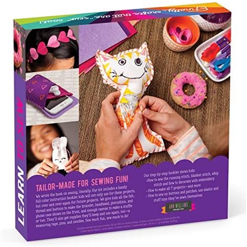  [아마존베스트]Craft-tastic  Learn to Sew Kit  Craft Kit Includes 7 Fun Projects to Teach Basic Sewing Stitches, Embroidery & More