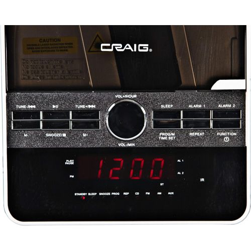  [아마존베스트]Craig CM427 3-Piece Vertical CD Stereo Shelf System with AM/FM Radio and Remote Control in Black | LED Display | Dual Alarm Clock with Snooze | AUX Port Compatible |