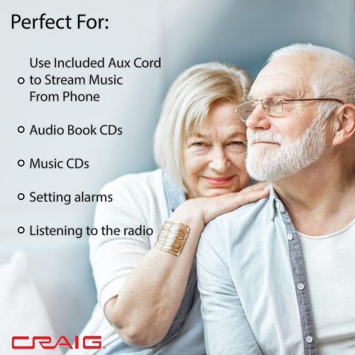 [아마존베스트]Craig CM427 3-Piece Vertical CD Stereo Shelf System with AM/FM Radio and Remote Control in Black | LED Display | Dual Alarm Clock with Snooze | AUX Port Compatible |