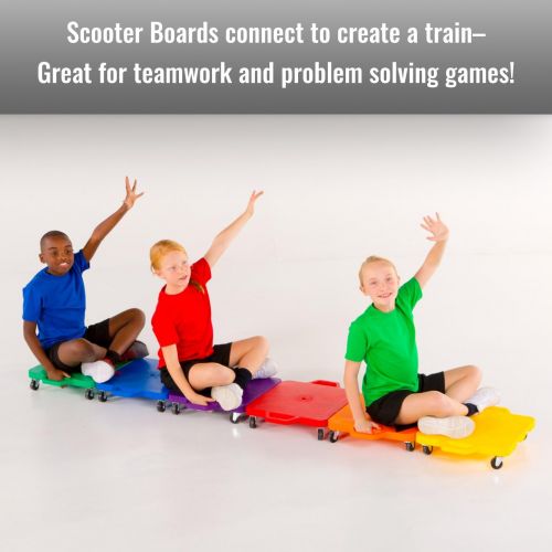  Cramer Cosom Scooter Board, 16 Inch Childrens Sit & Scoot Board with 2 Inch Non-Marring Nylon Casters & Safety Guards for Physical Education Class
