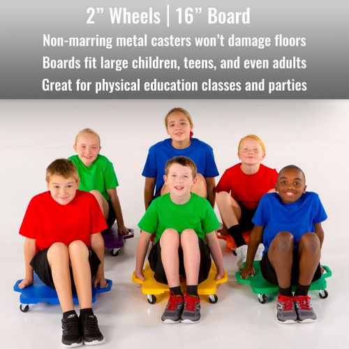  Cramer Cosom Scooter Board, 16 Inch Childrens Sit & Scoot Board with 2 Inch Non-Marring Nylon Casters & Safety Guards for Physical Education Class