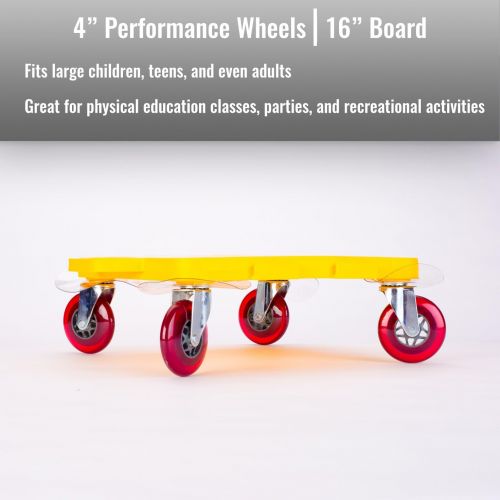  Cramer Cosom Scooter Board, 16 Inch Premium Sit & Scoot Board With 4 Inch Non-Marring Performance Wheels, Double Race Bearings, Safety Handles, Physical Education Class Equipment