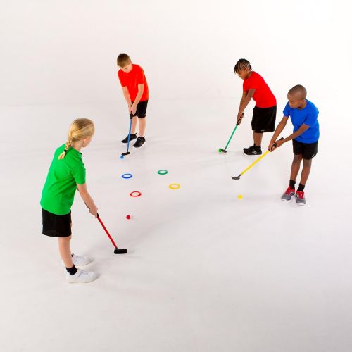  Cosom by Cramer Color Mini Golf Set For Children With 6 Putters, Mini Putt Putt Set with 18 Golf Balls, & 12 Targets, Plastic Golf Set for Kids, Physical Education Class Game, Indo