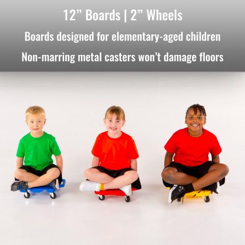  Cramer Cosom Scooter Board, 12 Inch Childrens Sit & Scoot Board With 2 Inch Non-Marring Metal Casters & Safety Guards for Physical Education Class