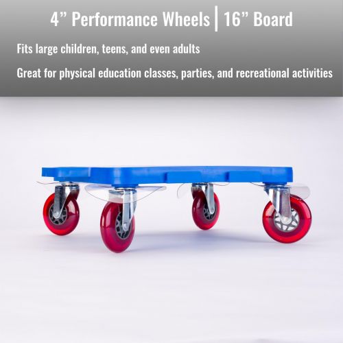  Cramer Cosom Scooter Board, 16 Inch Premium Sit & Scoot Board With 4 Inch Non-Marring Performance Wheels, Double Race Bearings, Safety Handles, Physical Education Class Equipment