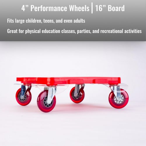  Cramer Cosom Scooter Board, 16 Inch Premium Sit & Scoot Board With 4 Inch Non-Marring Performance Wheels, Double Race Bearings, Safety Handles, Physical Education Class Equipment