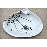 CranberryCollective Spider Shell Dish / Spoon Rest - Soap Dish - Jewelry Dish - Catchall - Trinket Dish / Halloween Decor / Cape Cod Clam Shell