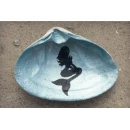 CranberryCollective Sitting Mermaid Shell Dish  Spoon Rest - Soap Dish - Jewelry Dish - Catchall - Trinket Dish  Mermaid Decor  Cape Cod Clam Shell
