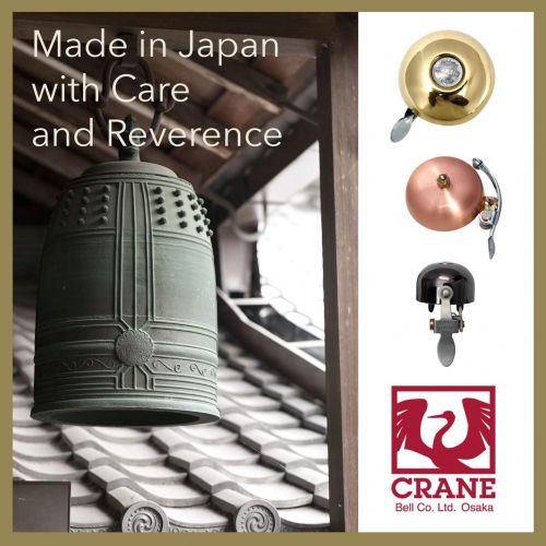  Crane Handpainted Bike Bell, Suzu Bicycle Bell, Made in Japan for City Bikes, Cruisers, Road Bikes or MTB, Fits Handlebar diameters 22.2 to 26.0mm