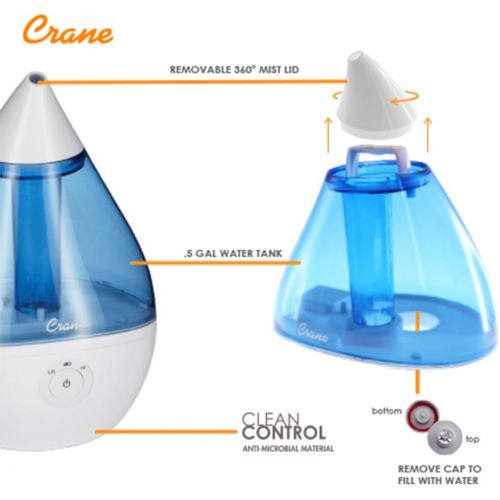  Crane USA Crane Ultrasonic Cool Mist Humidifier BlueWhite Droplet