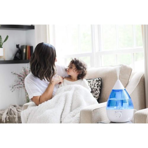  Crane USA Humidifiers - Ultrasonic Cool Mist Humidifier, Filter-Free, 1 Gallon, for Home Bedroom Baby Nursery and Office, Blue and White