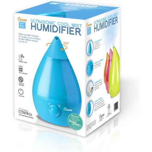  Crane USA Humidifiers - Ultrasonic Cool Mist Humidifier, Filter-Free, 1 Gallon, for Home Bedroom Baby Nursery and Office, Blue and White