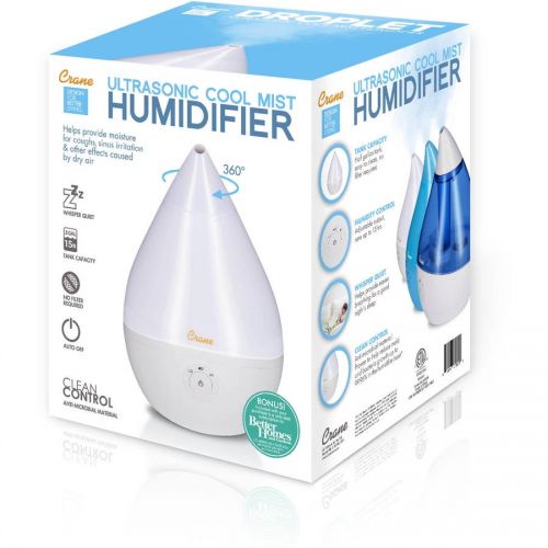  Crane USA Crane Droplet Ultrasonic Cool Mist Humidifier - White