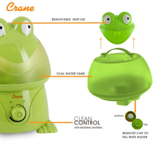  Crane USA Crane - Adorable Ultrasonic Cool Mist Humidifier Frog - EE-3191, Green