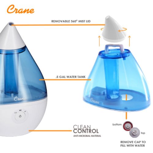  Crane USA Crane Droplet Ultrasonic Cool Mist Humidifier - Blue & White