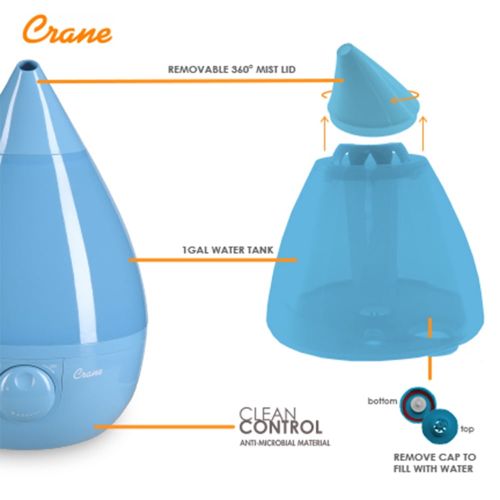  Crane USA Crane - Drop Ultrasonic Cool Mist Humidifier Aqua - EE-5301B, Aqua