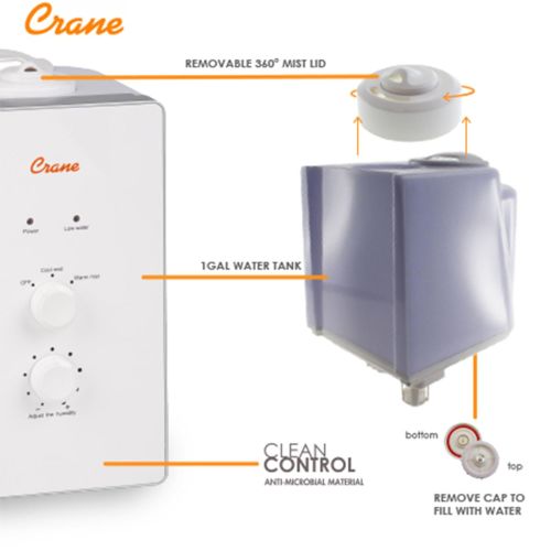  Crane USA Classic Warm & Cool Mist Humidifier - White