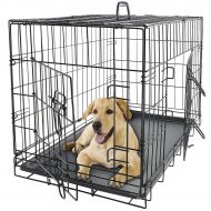 42 Dog Crate 2 Door w/Divide w/Tray Fold Metal Pet Cage Kennel House for Animal